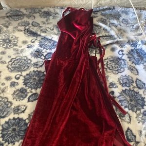 SHEIN velvet burgundy slit dress
